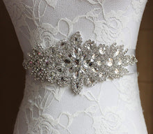 Load image into Gallery viewer, Crystal Beaded Wedding Sash Belt
