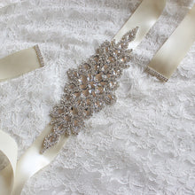 Load image into Gallery viewer, Crystal Beaded Wedding Sash Belt
