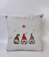 Load image into Gallery viewer, Floris Linens Avery Christmas Pillow Cover with Embroidered Gnome Design (Red, White, or Gray, No Insert Included), 16&quot; x 16&quot;
