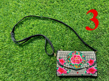 Load image into Gallery viewer, Floris Linens1823 Floral Embroidered Artisanal Mexican Clutch/Crossbody Bag, Straps Included
