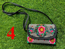 Load image into Gallery viewer, Floris Linens1823 Floral Embroidered Artisanal Mexican Clutch/Crossbody Bag, Straps Included
