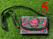 Load image into Gallery viewer, Floris Linens1823 Floral Embroidered Artisanal Mexican Clutch/Crossbody Bag, Straps Included

