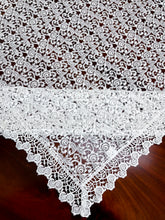 Load image into Gallery viewer, Floris Linens Carissa Luxurious White Lace Tablecloth with European Pattern, Home Décor
