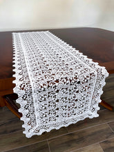 Load image into Gallery viewer, Floris Linens Carissa Luxurious White Lace Table Runner with European Pattern, Home Décor
