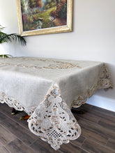 Load image into Gallery viewer, Floris Linens Darcy Royal European Embroidery Tablecloth (Beige Color)
