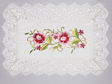 Load image into Gallery viewer, Floris Linens Francis Placemat with Vintage Style Embroidered Flowers and Lace
