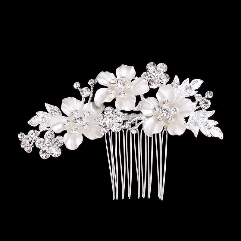 Silver or Gold Floral Hairpiece | High Quality Metal | Boho Flower Bridal Accessories | Rhinestone Gold or Silver Floral Hair Comb | Wedding