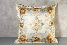 Load image into Gallery viewer, Floris Linens Jessica Embroidered Decorative Pillow Cover, 15&quot; x 15&quot;, Flower Embroidery
