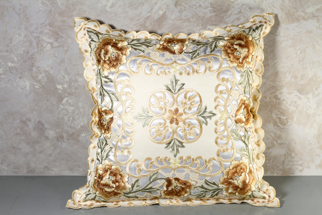 Floris Linens Jessica Embroidered Decorative Pillow Cover, 15