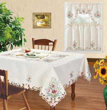 Load image into Gallery viewer, Floris Linens Julianne Kitchen Curtain and Tablecloth Set
