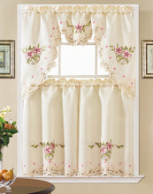 Load image into Gallery viewer, Floris Linens Marlie Kitchen Curtain and Tablecloth Set
