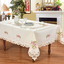 Load image into Gallery viewer, Floris Linens Marlie Kitchen Curtain and Tablecloth Set
