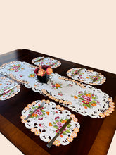 Load image into Gallery viewer, Floris Linens Paisley Table Runner with Beautifully Embroidered Flowers on Cutwork Table Linen
