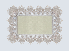 Load image into Gallery viewer, Floris Linens Susan Victorian Embroidery Placemat with Classic Lilac Lace on Ivory Fabric

