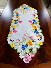 Load image into Gallery viewer, Floris Linens Riley Floral Table Runner with Spring Flowers Embroidery

