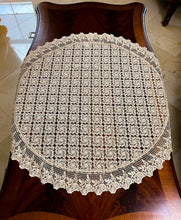 Load image into Gallery viewer, Floris Linens Galen Laced Table Topper with Elegant Geometric Embroidery Pattern, 35&quot; x 35&quot; Square or Round
