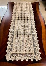 Load image into Gallery viewer, Floris Linens Galen Laced Table Runner with Elegant Geometric Embroidery Pattern
