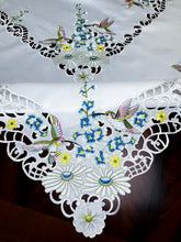 Load image into Gallery viewer, Floris Linens Kai Hummingbird Embroidery Cutwork Tablecloth
