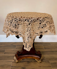 Load image into Gallery viewer, Floris Linens Carissa Luxurious Golden Lace Table Topper with European Pattern, Home Décor, Beige, 34&quot; x 34&quot; Round or Square
