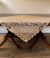 Load image into Gallery viewer, Floris Linens Carissa Luxurious Golden Lace Table Topper with European Pattern, Home Décor, Beige, 34&quot; x 34&quot; Round or Square
