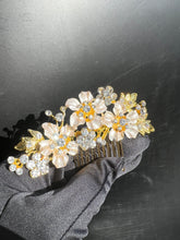 Load image into Gallery viewer, Silver or Gold Floral Hairpiece | High Quality Metal | Boho Flower Bridal Accessories | Rhinestone Gold or Silver Floral Hair Comb | Wedding
