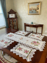 Load image into Gallery viewer, Floris Linens Katrina Cross Stitched Embroidery Laced Table Runner, White Color
