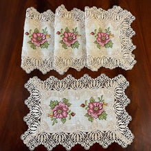 Load image into Gallery viewer, Floris Linens Katrina Cross Stitched Embroidery Laced Placemat, Natural Linen Color

