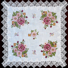 Load image into Gallery viewer, Floris Linens Katrina Cross Stitched Embroidery Laced Table Topper, White Color
