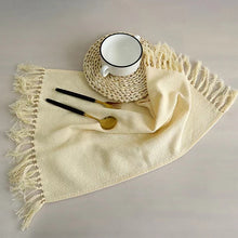 Load image into Gallery viewer, Floris Linens Set of 2, 100% Dyed Cotton Handmade Tassels Tea Towels, Dish Towel, Decorative Kitchen Towel
