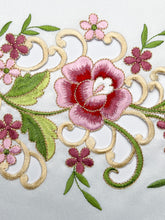 Load image into Gallery viewer, Floris Linens Francis Table Runner with Vintage Style Embroidered Flowers and Lace
