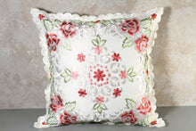Load image into Gallery viewer, Floris Linens Vivian Embroidered Decorative Pillow Cover, 15&quot; x 15&quot;, Flower Design, No Insert Included
