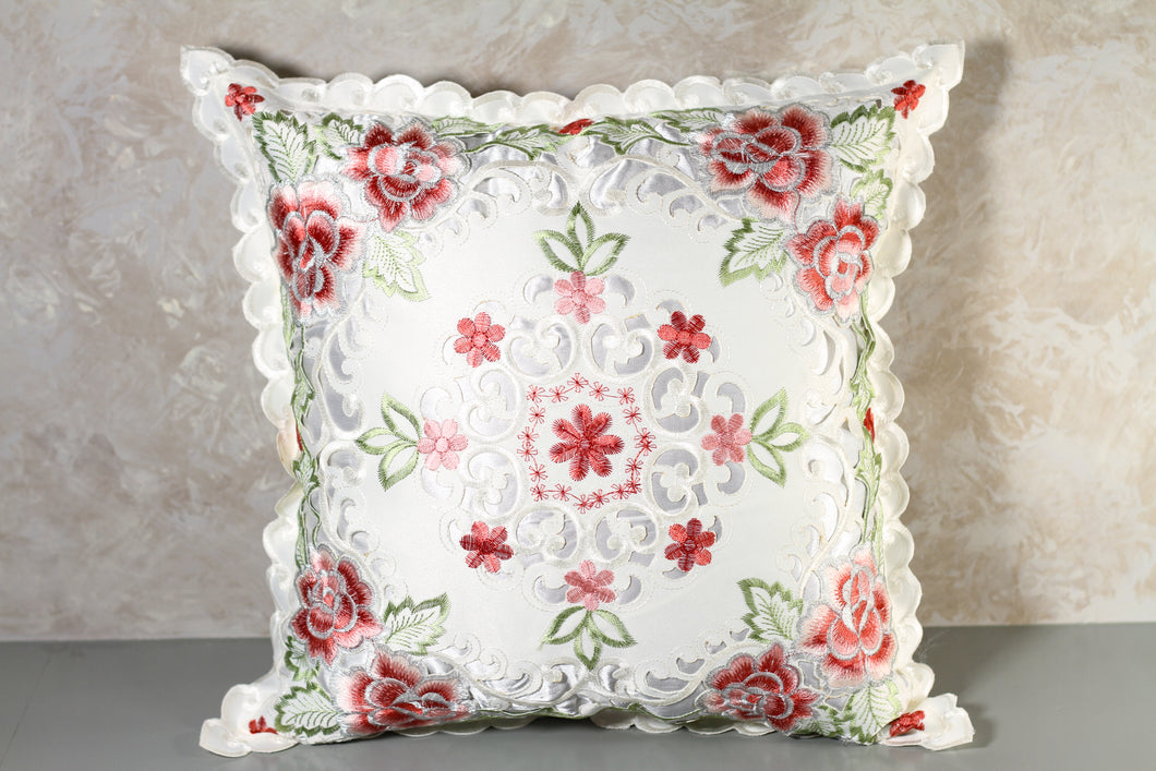Floris Linens Vivian Embroidered Decorative Pillow Cover, 15