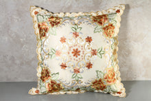 Load image into Gallery viewer, Floris Linens Vivian Embroidered Decorative Pillow Cover, 15&quot; x 15&quot;, Flower Design, No Insert Included

