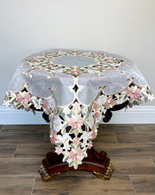 Load image into Gallery viewer, Floris Linens Zita Embroidered Cutwork Table Topper with Floral Design
