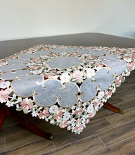 Load image into Gallery viewer, Floris Linens Zita Embroidered Cutwork Table Topper with Floral Design
