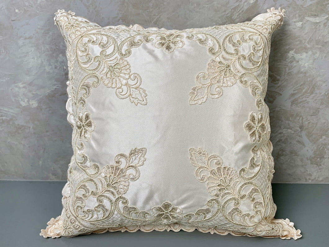 Floris Linens Etta Embroidered Decorative Pillow Cover, 15