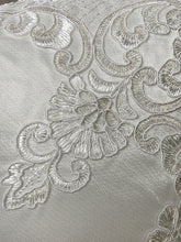 Load image into Gallery viewer, Floris Linens Etta Embroidered Decorative Pillow Cover, 15&quot; x 15&quot;, Classic Lace Design, Beige and White
