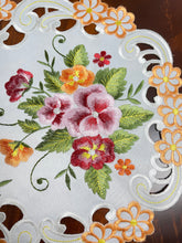 Load image into Gallery viewer, Floris Linens Paisley Placemat with Beautifully Embroidered Flowers on Cutwork Table Linen

