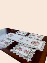 Load image into Gallery viewer, Floris Linens Katrina Cross Stitched Embroidery Laced Placemat, White Color

