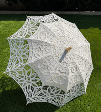 Load image into Gallery viewer, Floris Linens Full Cotton Victorian Lace Parasol Umbrella, Wedding or Gift, Various Colors
