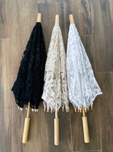 Load image into Gallery viewer, Floris Linens Full Cotton Victorian Lace Parasol Umbrella, Wedding or Gift, Various Colors
