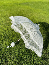 Load image into Gallery viewer, Floris Linens White Lace Parasol/Umbrella, Wedding, Photoshoot, or Gift
