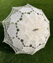 Load image into Gallery viewer, Floris Linens Half Victorian Lace Cotton Parasol Umbrella, Wedding or Gift, Various Colors
