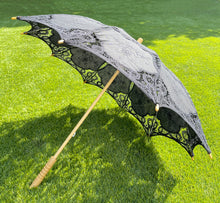 Load image into Gallery viewer, Floris Linens Half Victorian Lace Cotton Parasol Umbrella, Wedding or Gift, Various Colors
