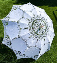 Load image into Gallery viewer, Floris Linens Half Victorian Lace Cotton Parasol Umbrella, Wedding or Gift, Various Colors
